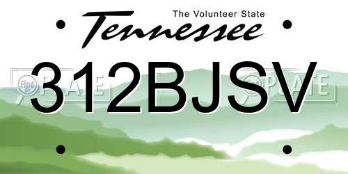 312BJSV Tennessee License Plate
