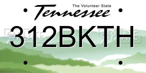 312BKTH Tennessee License Plate