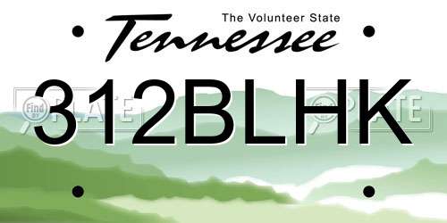 312BLHK Tennessee License Plate
