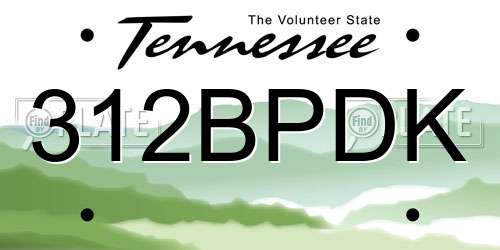 312BPDK Tennessee License Plate