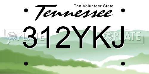 312YKJ Tennessee License Plate