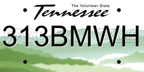 313BMWH Tennessee License Plate