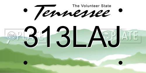 313LAJ Tennessee License Plate