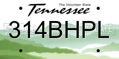 314BHPL Tennessee License Plate