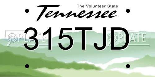 315TJD Tennessee License Plate
