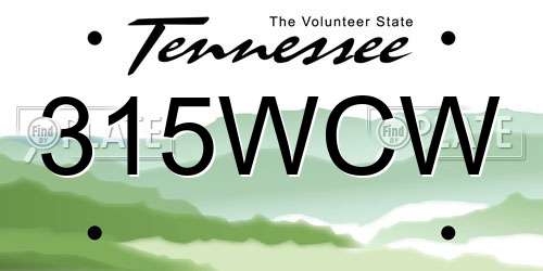 315WCW Tennessee License Plate