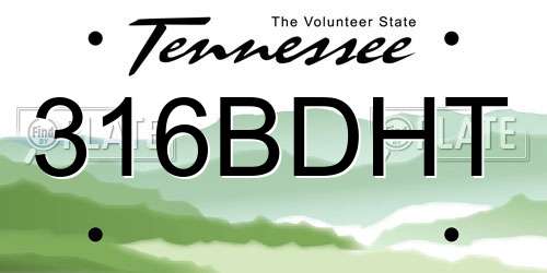 316BDHT Tennessee License Plate