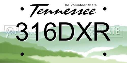 316DXR Tennessee License Plate