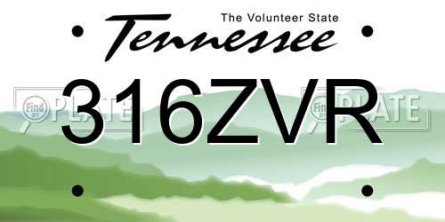 316ZVR Tennessee License Plate