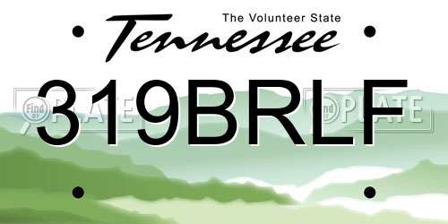 319BRLF Tennessee License Plate