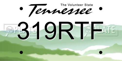 319RTF Tennessee License Plate