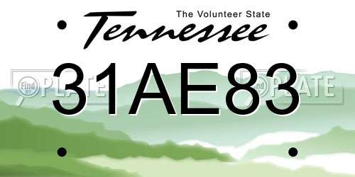 31AE83 Tennessee License Plate