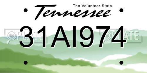 31AI974 Tennessee License Plate