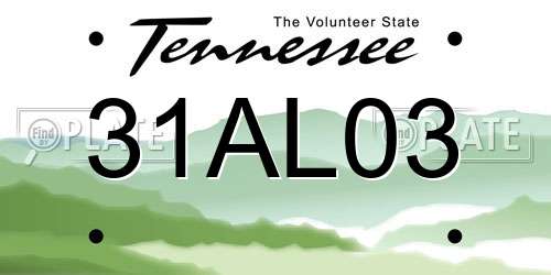 31AL03 Tennessee License Plate
