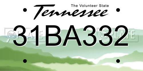 31BA332 Tennessee License Plate