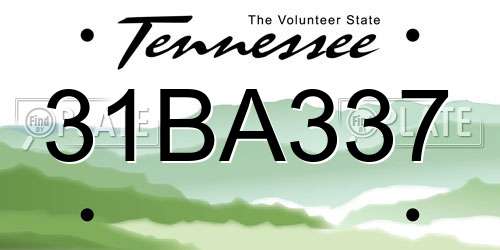 31BA337 Tennessee License Plate