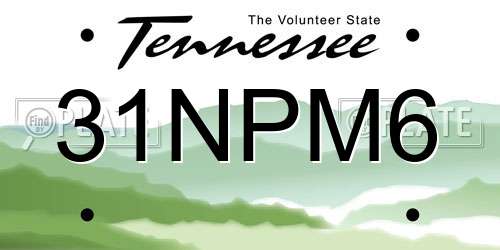 31NPM6 Tennessee License Plate