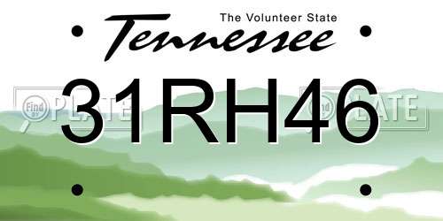 31RH46 Tennessee License Plate