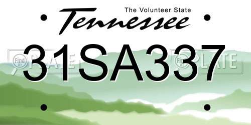 31SA337 Tennessee License Plate