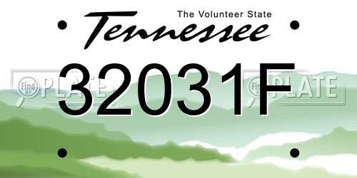 32031F Tennessee License Plate
