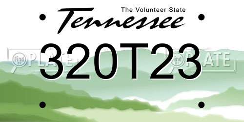 320T23 Tennessee License Plate