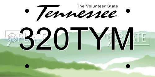 320TYM Tennessee License Plate