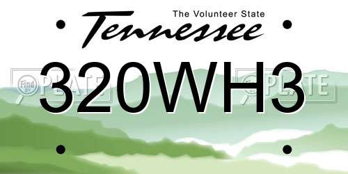 320WH3 Tennessee License Plate