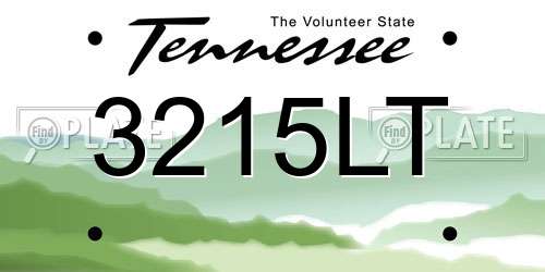 3215LT Tennessee License Plate