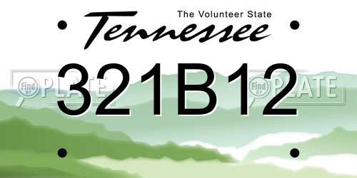 321B12 Tennessee License Plate