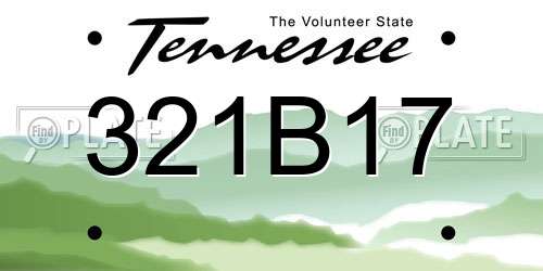 321B17 Tennessee License Plate
