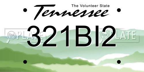 321BI2 Tennessee License Plate