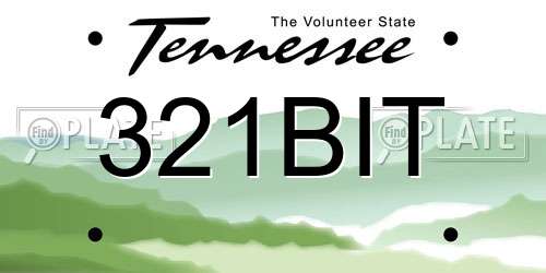 321BIT Tennessee License Plate