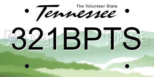 321BPTS Tennessee License Plate