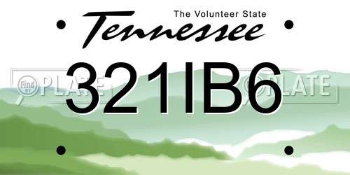 321IB6 Tennessee License Plate