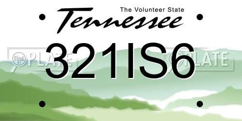 321IS6 Tennessee License Plate
