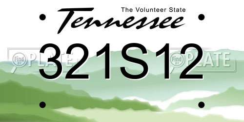 321S12 Tennessee License Plate