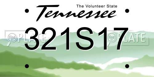 321S17 Tennessee License Plate