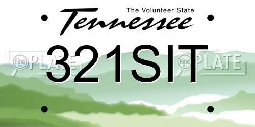 321SIT Tennessee License Plate