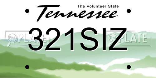 321SIZ Tennessee License Plate
