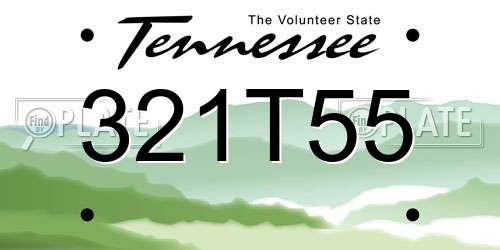 321T55 Tennessee License Plate
