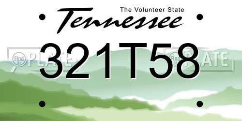 321T58 Tennessee License Plate
