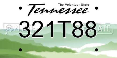 321T88 Tennessee License Plate