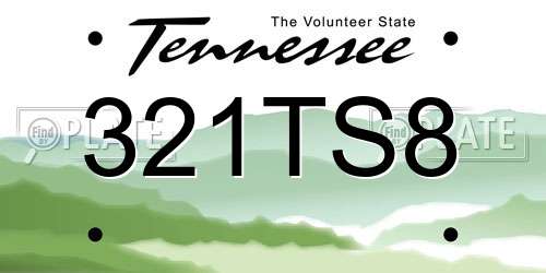 321TS8 Tennessee License Plate