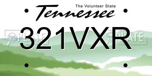 321VXR Tennessee License Plate