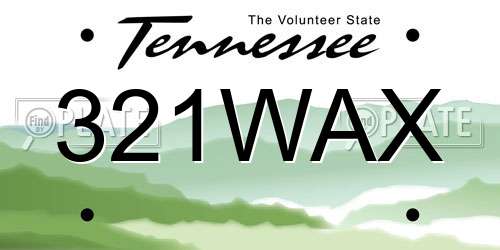 321WAX Tennessee License Plate