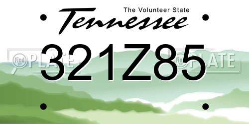 321Z85 Tennessee License Plate