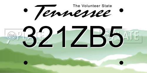 321ZB5 Tennessee License Plate