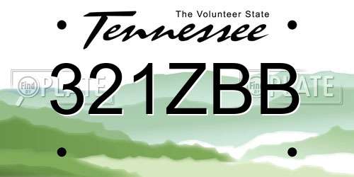 321ZBB Tennessee License Plate