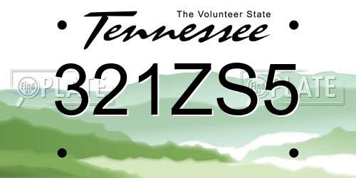 321ZS5 Tennessee License Plate