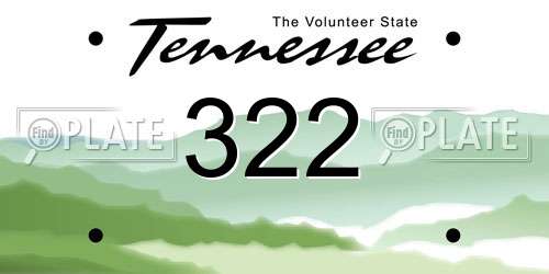 322 Tennessee License Plate